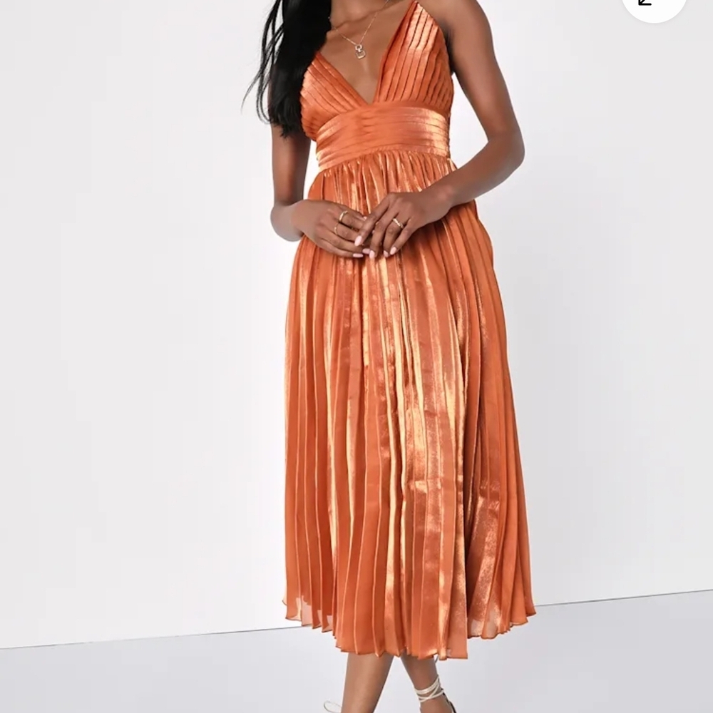 Lulu's Radiant Orange Midi Dress